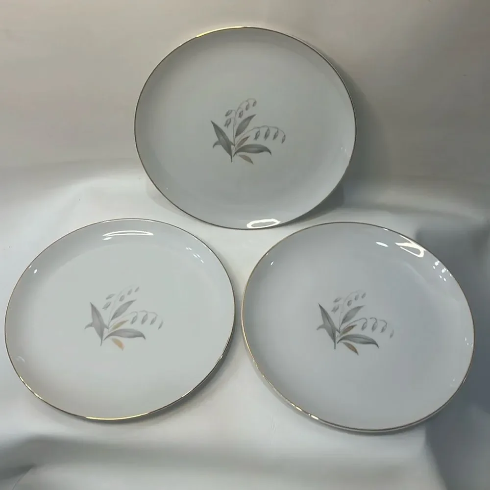 Kaysons Fine China Plates Japan Golden Rhapsody 1961 White Silver Gold Set 3